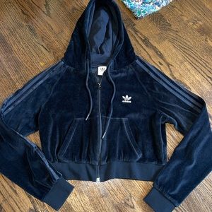 ADIDAS CROP HOODIE ZIP UP MEDIUM